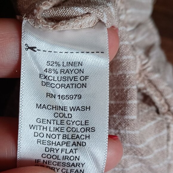 Cupio Wide Leg Pants Womens Large Linen Blend Pink Striped Lagenlook Baggy - Picture 7 of 11